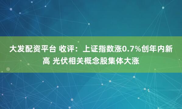 大发配资平台 收评：上证指数涨0.7%创年内新高 光伏相关概念股集体大涨