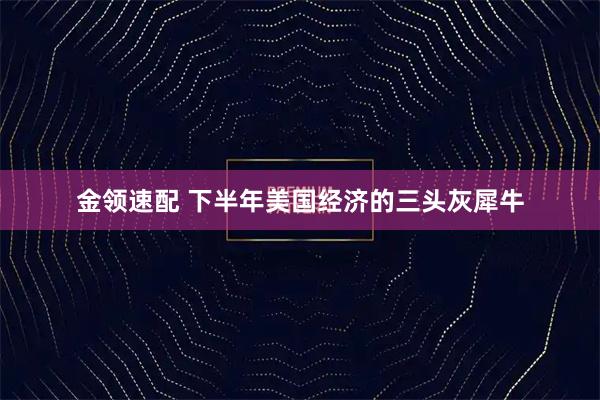 金领速配 下半年美国经济的三头灰犀牛