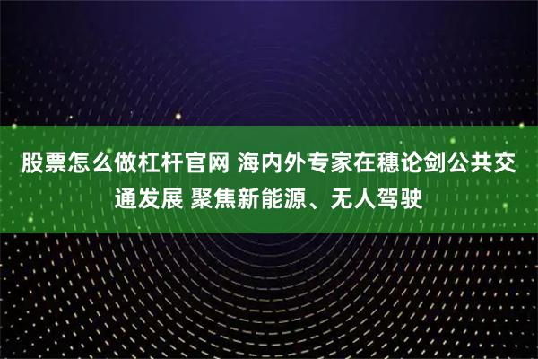 股票怎么做杠杆官网 海内外专家在穗论剑公共交通发展 聚焦新能源、无人驾驶